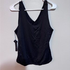 NWT Tahari Black V-Neck Wear Two Ways Sleeveless Tank Top Women XL closet staple